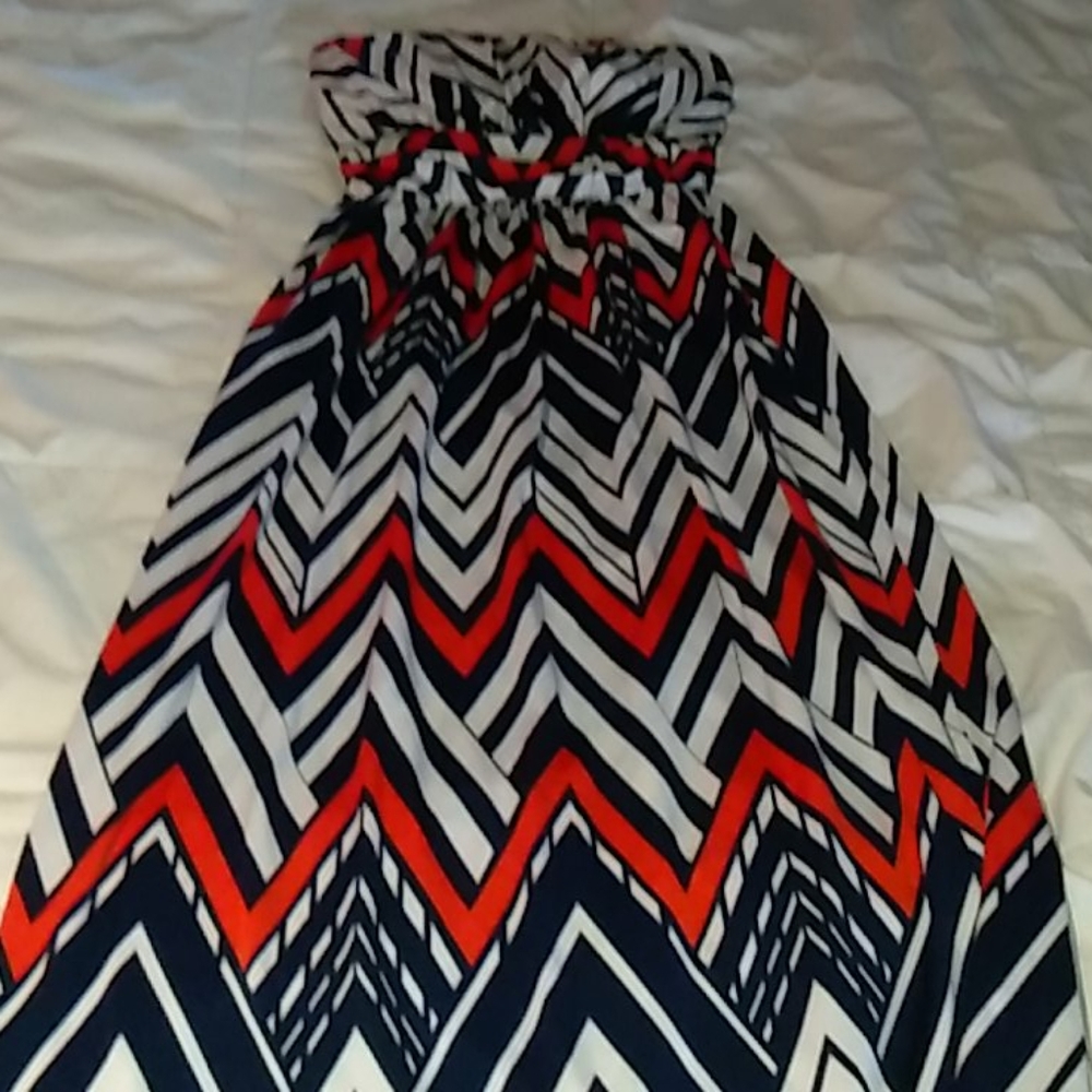 Retro Maxi Strapless Dress